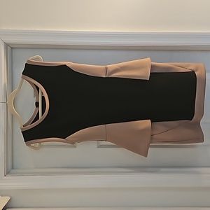 Black/cream peplum cocktail dress